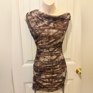 Elegant Brown Camouflage Dress